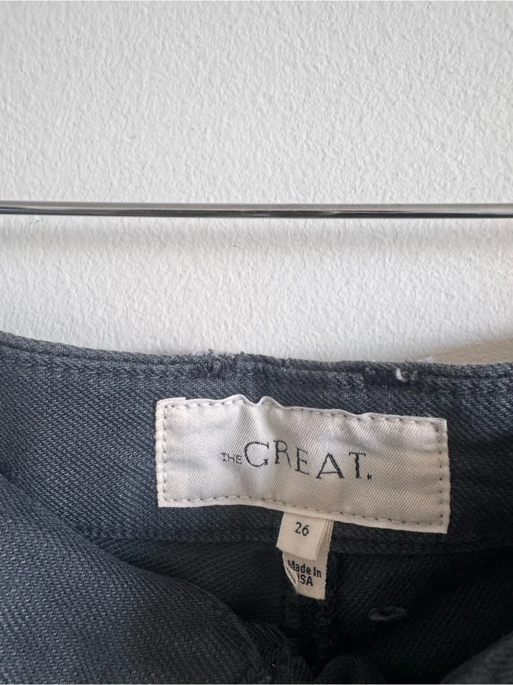 THE GREAT. | Women’s Charcoal Button Fly Tapered Cotton Linen Blend Pants US 26